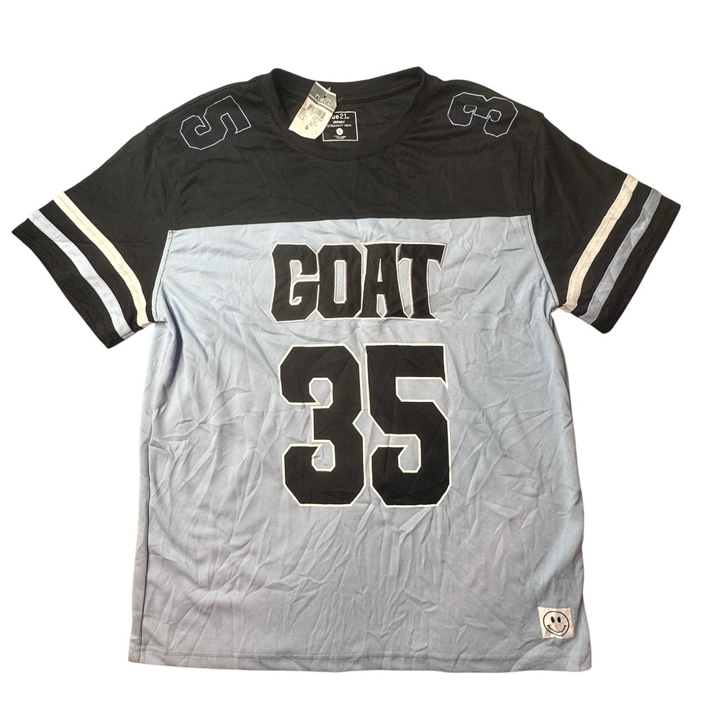 rue21 Jersey Mens S Blue GOAT 35 Graphic T-Shirt Colorblock Mesh Short Sleeve